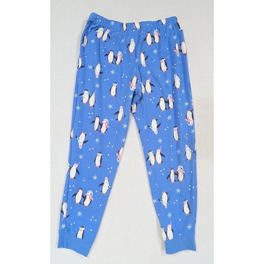 Secret Treasures Pajama Set Women Large 12-14 Blue Excellent Penguin Chill Out